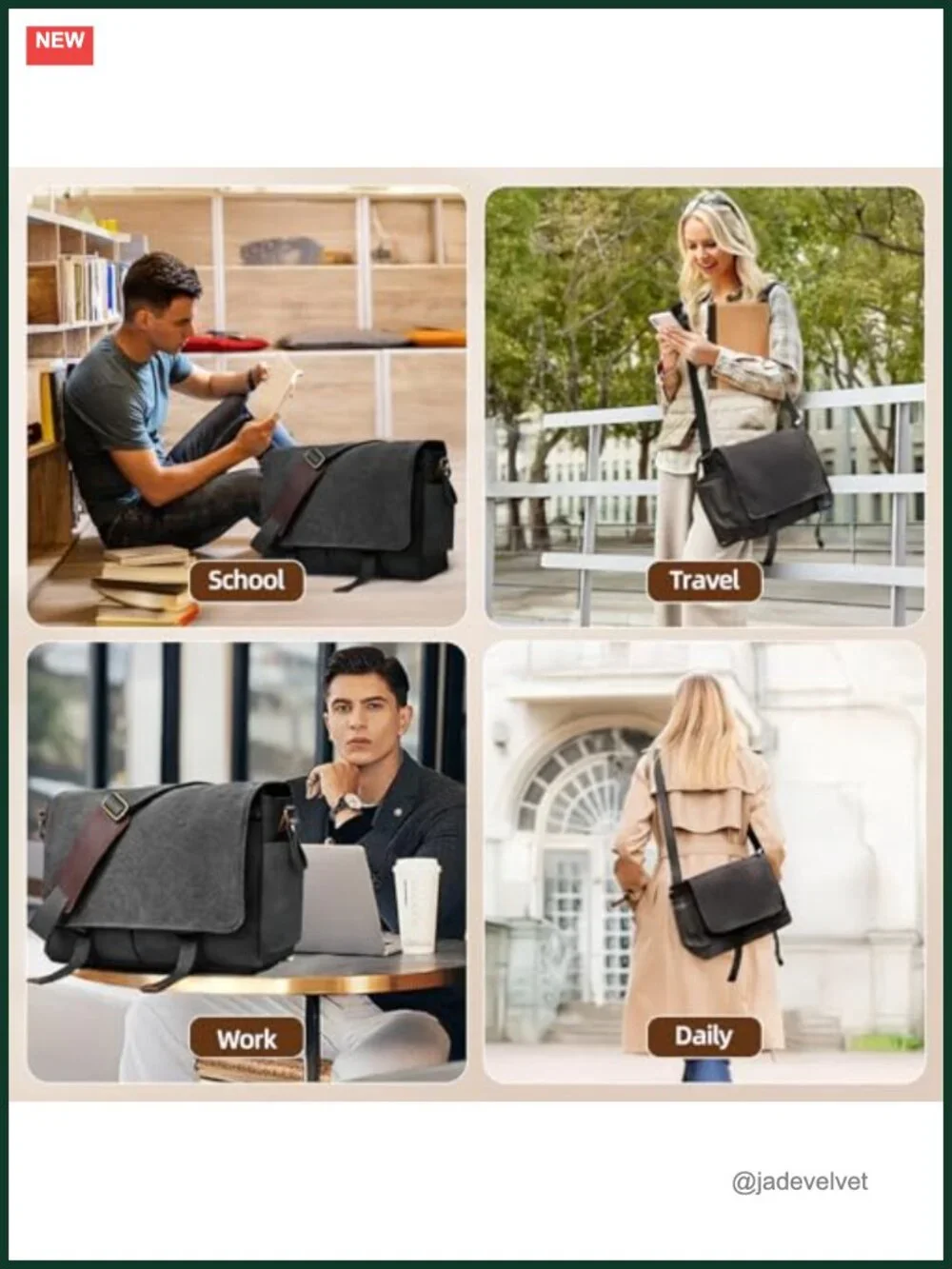 Vintage Canvas Laptop Messenger Bag for Men, 15.6 inch